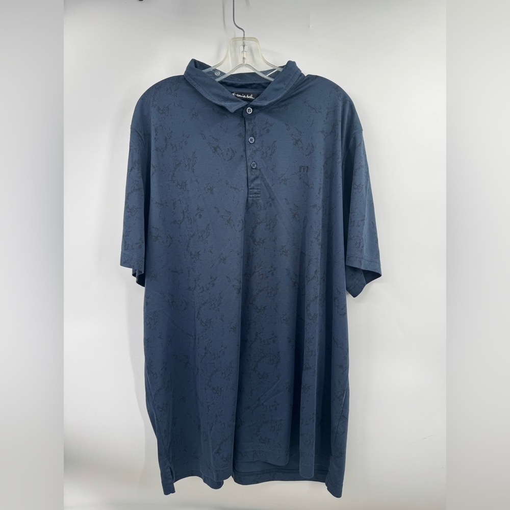 Travis Mathew Men’s Cotton Blend Polo Shirt Blue Marble sz 3XL Golf